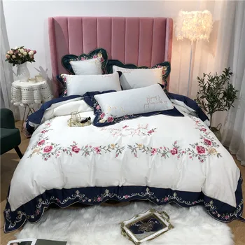 New Blue White Pink Red Luxury Pastoral Flowers Embroidery Egyptian Cotton Bedding Set Duvet Cover Bed sheet/Linen Pillowcases
New Blue White Pink Red Luxury Pastoral Flowers Embroidery Egyptian Cotton Bedding Set Duvet Cover Bed sheet/Linen Pillowcases