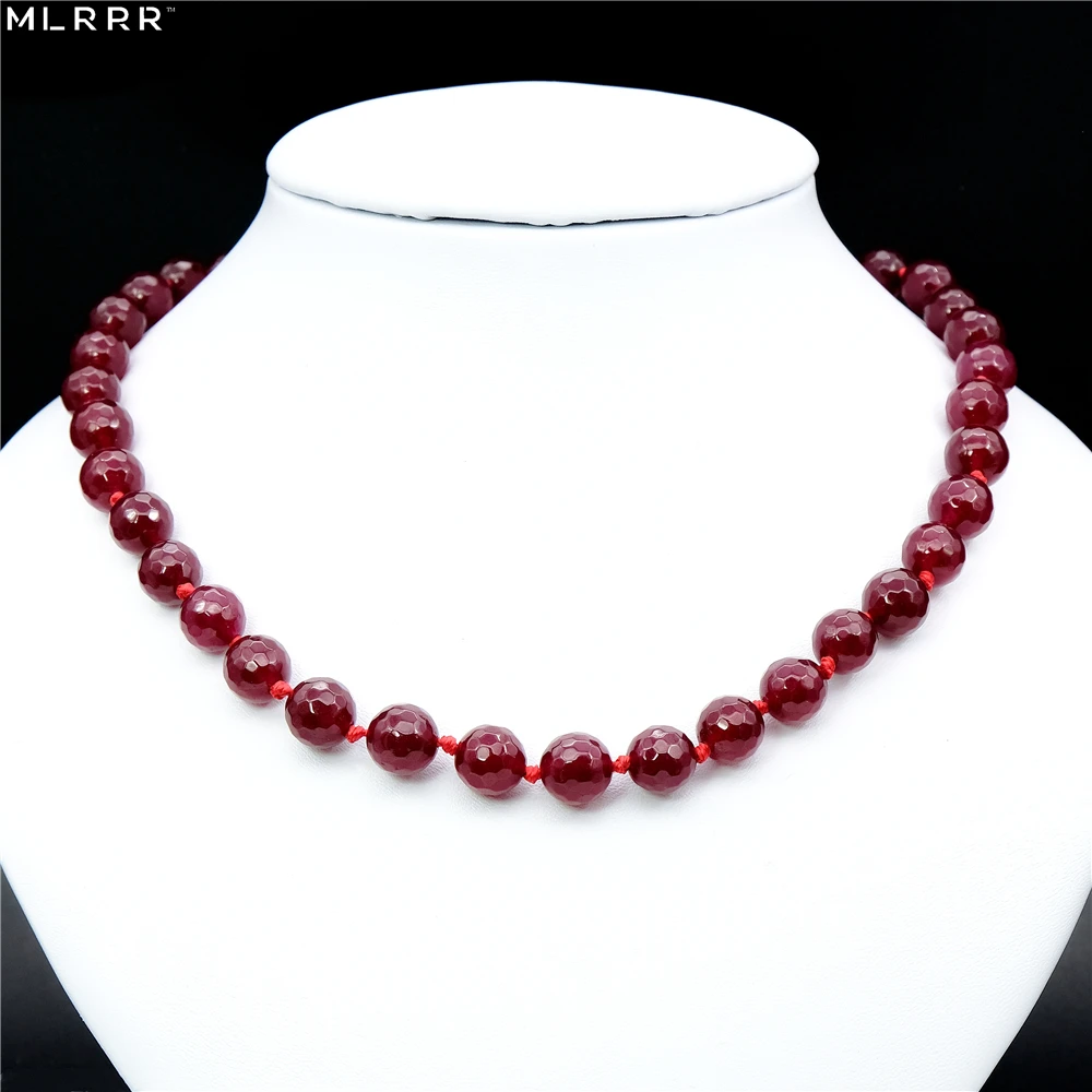 Vintage Classic Natural Stone Jewelry Handmade Simply Deep Red Rubies Beaded Rope Chain Strand Necklace | Украшения и аксессуары