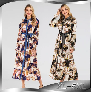 Fashionable middle eastern Muslim cardigan with turtleneck fashion print full-button plus-size dress 2019
Fashionable middle eastern Muslim cardigan with turtleneck fashion print full-button plus-size dress 2019