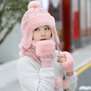 5 colors high quality Korean fashion winter Solid color Women's hat + bib + gloves Keep warm knitting Hairball Leisure Wild
5 colors high quality Korean fashion winter Solid color Women's hat + bib + gloves Keep warm knitting Hairball Leisure Wild