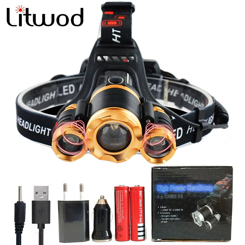 Litwod Z20 ИК сенсор светодиодные фары фар 3 шт. чипы очень яркий Налобный фонарик