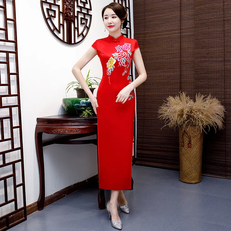 Plus Size 3XL 4XL Red Vintage Lady Stage Show Cheongsam Flower Elegant Slim Evening Dress Rayon Ankle-Length Qipao Vestidos
Plus Size 3XL 4XL Red Vintage Lady Stage Show Cheongsam Flower Elegant Slim Evening Dress Rayon Ankle-Length Qipao Vestidos