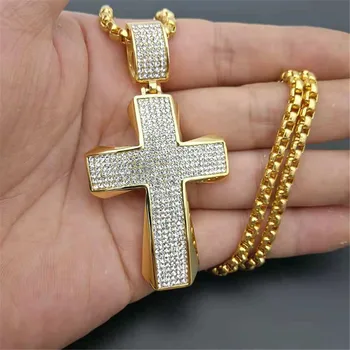 Men's Necklace Big Cross Pendant & Chain Mens Gold Color Stainless Steel Christian Necklaces Male Iced Out Bling Jewelry
Men's Necklace Big Cross Pendant & Chain Mens Gold Color Stainless Steel Christian Necklaces Male Iced Out Bling Jewelry