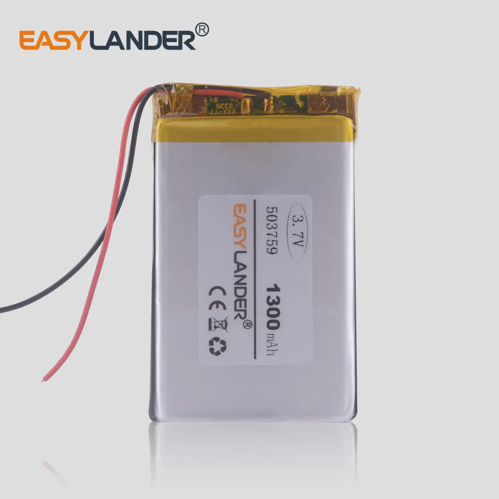 3.7V 1300mAH 503759 polymer lithium ion/Li-ion Rechargeable battery for GPS mp3 mp4 mp5 dvd bluetooth model toy mobile bluetooth
3.7V 1300mAH 503759 polymer lithium ion/Li-ion Rechargeable battery for GPS mp3 mp4 mp5 dvd bluetooth model toy mobile bluetooth