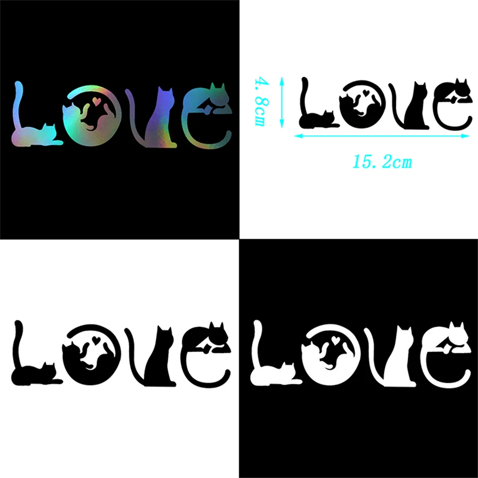 Car Sticker Cats Spell LOVE Fashion Creative Cartoon Windshield Decorative Decals 15.24.8CM (8)