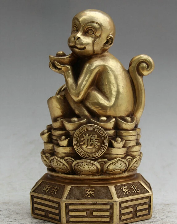 S5707 8" Chinese Brass Wealth Yuan Bao Feng Shui Zodiac Year Monkey Statue sculpture D0317
S5707 8" Chinese Brass Wealth Yuan Bao Feng Shui Zodiac Year Monkey Statue sculpture D0317
