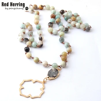 Fashion Bohemian Tribal Jewelry Beads Halsband Amazonite Stones Natural Druzy Flower of Life Pendant Necklace
Fashion Bohemian Tribal Jewelry Beads Halsband Amazonite Stones Natural Druzy Flower of Life Pendant Necklace