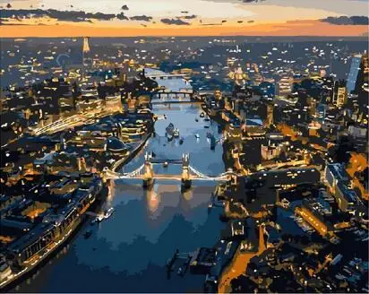 London city under sunset Landscape DIY Digital Painting By Numbers Modern Wall Art Canvas Painting Unique Gift For Home Decor 40x50cm