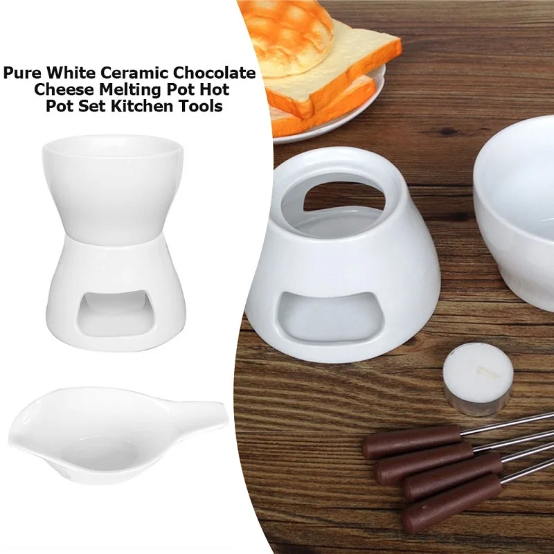 Pure White Ceramic Chocolate Pot Set Cheese Melting High Temperature Resistance Ice Cream Hot Pot Kitchen Tool for Home
Pure White Ceramic Chocolate Pot Set Cheese Melting High Temperature Resistance Ice Cream Hot Pot Kitchen Tool for Home