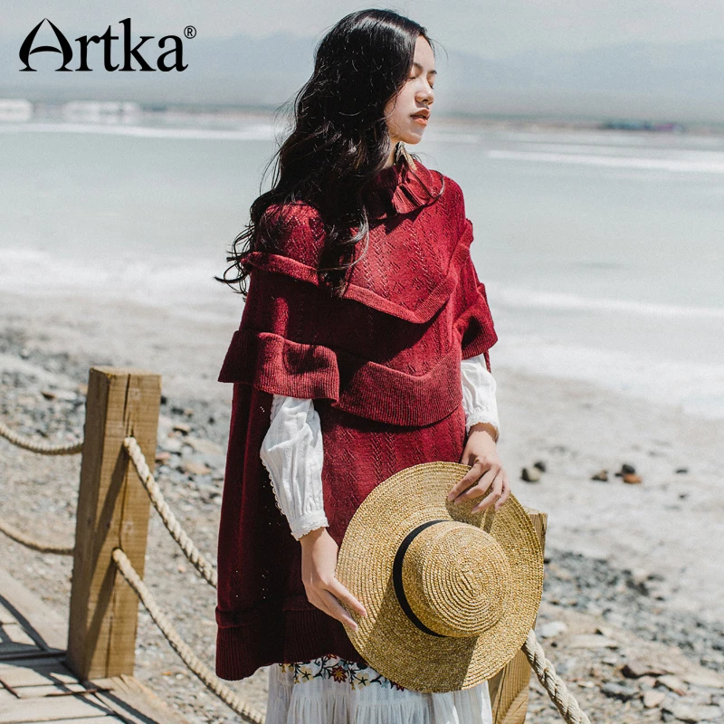 ARTKA Pullover Female Autumn Sweater 2018 Korean Poncho Warm Sweater Women Vintage Cloak Wool Jumper Long Pullover WB10374Q
ARTKA Pullover Female Autumn Sweater 2018 Korean Poncho Warm Sweater Women Vintage Cloak Wool Jumper Long Pullover WB10374Q