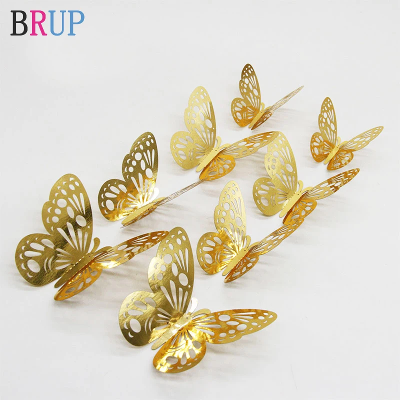 12Pcs/lot Rose Gold Color 3D Hollow Golden Silver Butterfly Wall Stickers Home Decorations Wall Decals for Party Wedding Shop
12Pcs/lot Rose Gold Color 3D Hollow Golden Silver Butterfly Wall Stickers Home Decorations Wall Decals for Party Wedding Shop