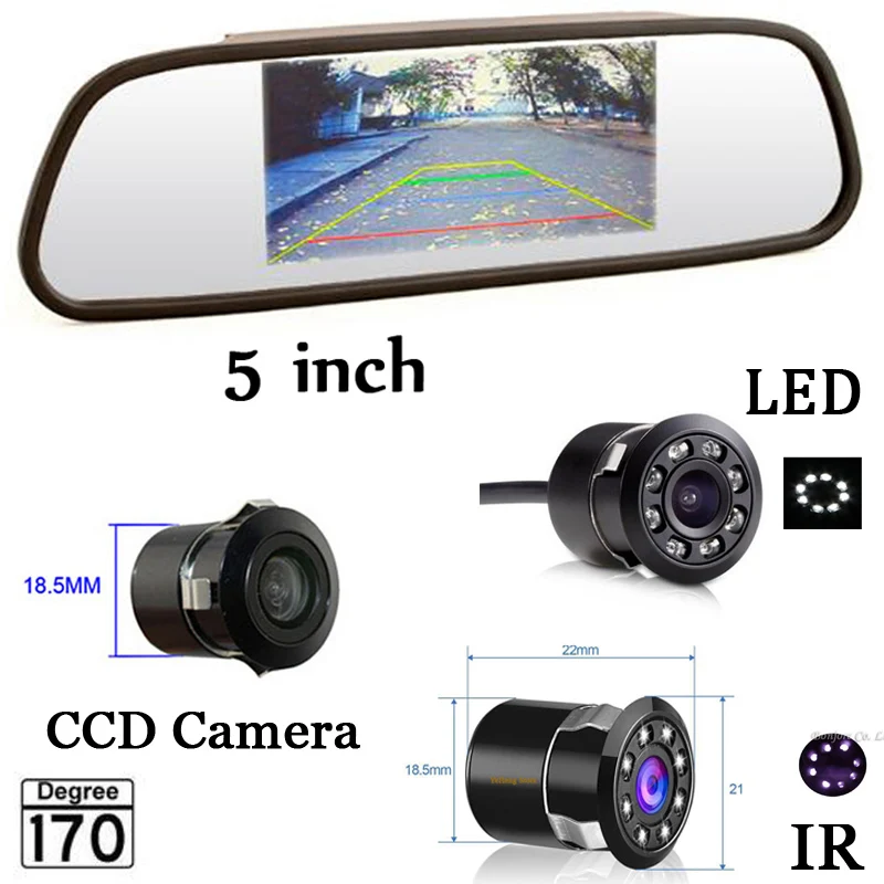 Newest 5" Color hd 800x480 LCD Car Rearview Parking Mirror Monitor+CCD LED IR Rear View Reverse Camera For every kind of cars
Newest 5" Color hd 800x480 LCD Car Rearview Parking Mirror Monitor+CCD LED IR Rear View Reverse Camera For every kind of cars