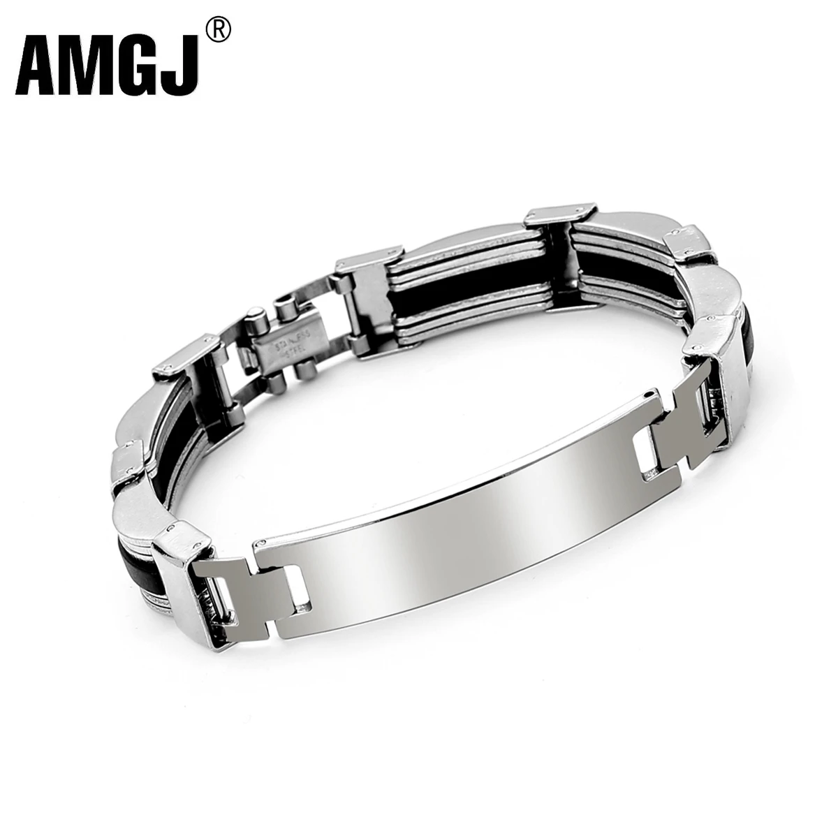 AMGJ ID Custom Bracelet Punk Men Black Silicone Stainless Steel Charm Chain Bracelet Bangle Jewelry
AMGJ ID Custom Bracelet Punk Men Black Silicone Stainless Steel Charm Chain Bracelet Bangle Jewelry