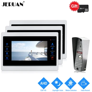 

JERUAN 720P AHD Motion Detection 7 INCH Video Doorbell Door Phone Unlock Intercom System 3 Record Monitor +HD IR Mini Camera 1V3