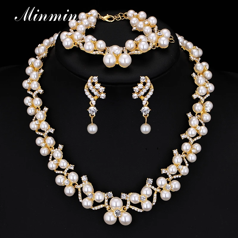 Minmin Crystal Simulated Pearl Bridal Jewelry Sets Gold-color Wedding Necklace Earrings Bracelets Sets Mtl472+MSL246
Minmin Crystal Simulated Pearl Bridal Jewelry Sets Gold-color Wedding Necklace Earrings Bracelets Sets Mtl472+MSL246