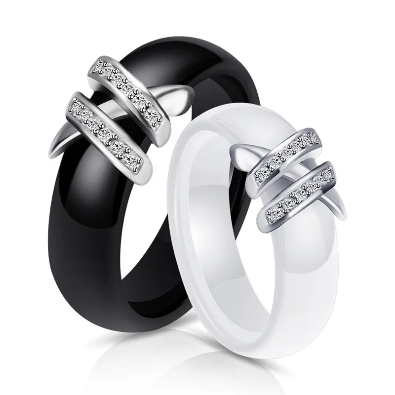 6mm Width Ceramic Rings Women Fashion Jewelry Charm Gifts Simple Style Two Line Crystal Stainless Steel Ring Wedding Bands
6mm Width Ceramic Rings Women Fashion Jewelry Charm Gifts Simple Style Two Line Crystal Stainless Steel Ring Wedding Bands