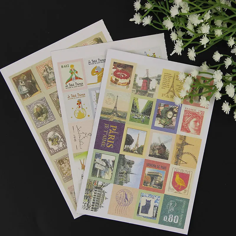4 Sheets/1 Bags DIY New Vintage Classic Stamp Sticker Prince Paris Sticky Scrapbooking Paper for Diary Decor Stationery
4 Sheets/1 Bags DIY New Vintage Classic Stamp Sticker Prince Paris Sticky Scrapbooking Paper for Diary Decor Stationery