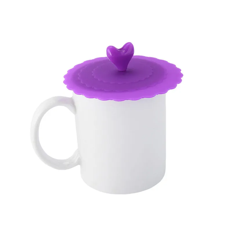 Carino a Forma di Cuore di Amore Orna Bere Tazza Coperchio di Silicone della FDA con Il Supporto Cucchiaio Anti-Dust Bowl Cup Cover per Tazza tè Tazza di Vetro