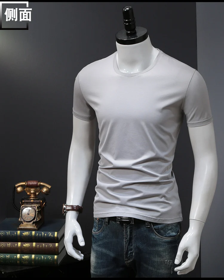 T-shirts Solid Color Man Casual camiseta homme t shirts Male Top Tees Summer (5)