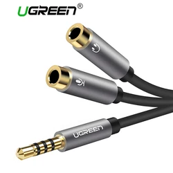Ugreen 3,5 аудио сплиттер, мм кабель для компьютера Jack 3,5 мм 1 штекер 2 Женский микрофон Y сплиттер AUX кабельная гарнитура сплиттер адаптер