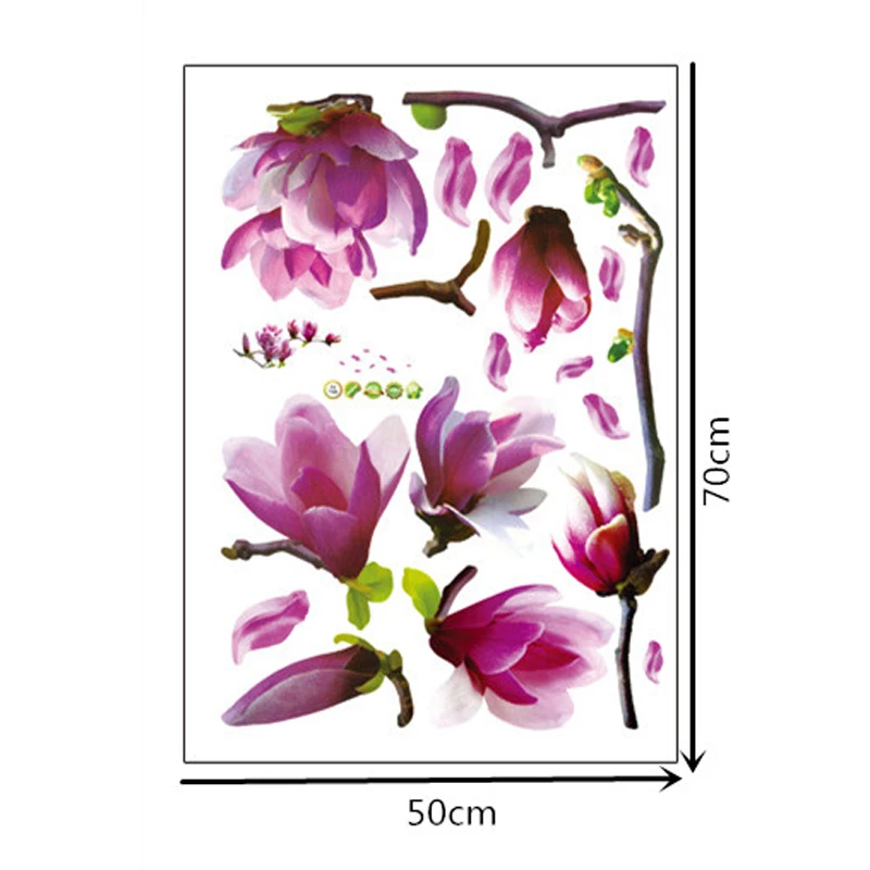 New DIY Magnolia Flower PVC Art Wall Decal Sticker Home Mural Decor Removable