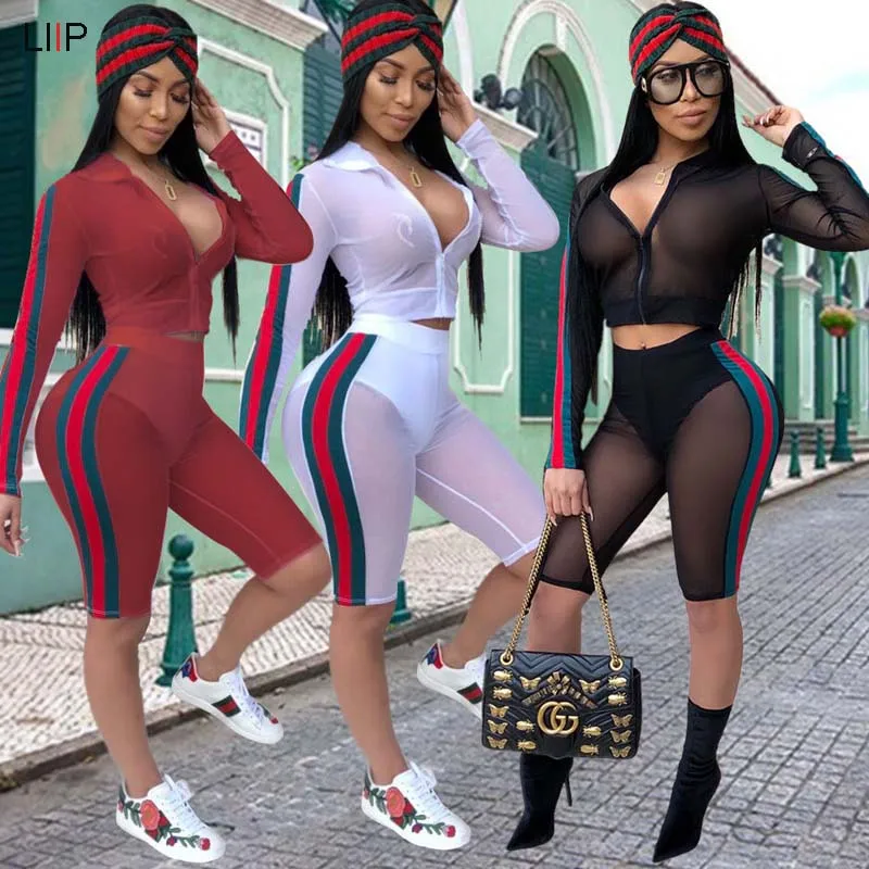 summer 2019 sexy sheer crop top and shorts set mesh tracksuit women twotwinstyle LIIP 2 piece outfits for women SJ3112
summer 2019 sexy sheer crop top and shorts set mesh tracksuit women twotwinstyle LIIP 2 piece outfits for women SJ3112