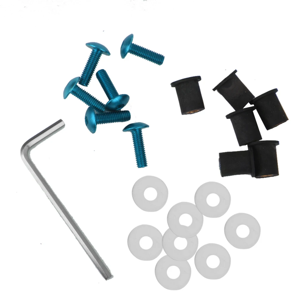 6 Pieces Fairing Windscreen Screws Bolt Kit Windshield Mounting Nuts Wellnut with Gasket & 1 Allen Key For Motorcycle Windshield 6 Pieces Fairing Windscreen Screws Bolt Kit Windshield Mounting Nuts Wellnut with Gasket & 1 Allen Key For Motorcycle Windshield