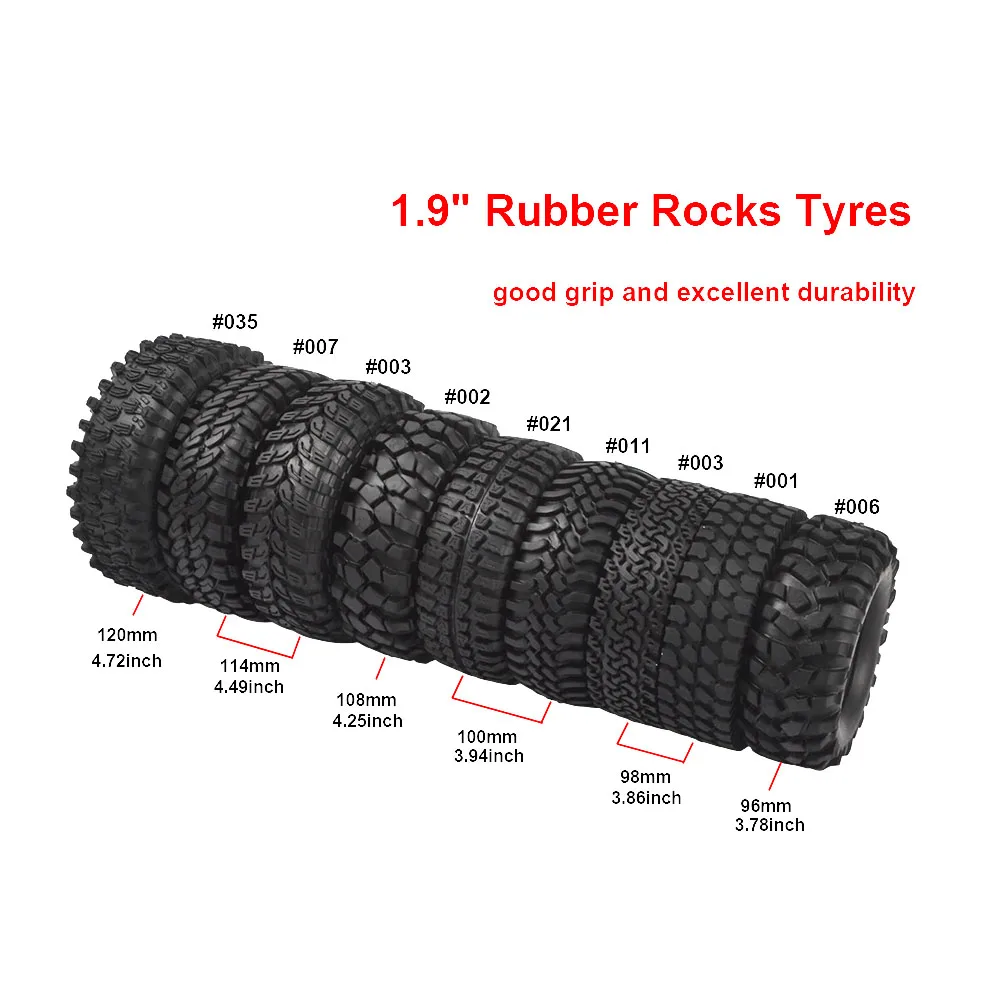 RCAIDONG 4PCS 1.9" Rubber Rocks Tyres / Wheel Tires for Axial SCX10 90046 90047 TRX4 Tamiya CC01 D90 D110 1:10 RC Rock Crawler
RCAIDONG 4PCS 1.9" Rubber Rocks Tyres / Wheel Tires for Axial SCX10 90046 90047 TRX4 Tamiya CC01 D90 D110 1:10 RC Rock Crawler