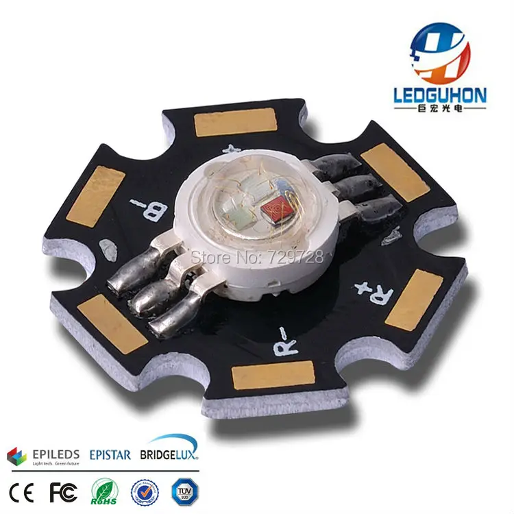 9W RGB full color high power led diode(chip size is 45*45mil) with star base(PCB)
9W RGB full color high power led diode(chip size is 45*45mil) with star base(PCB)