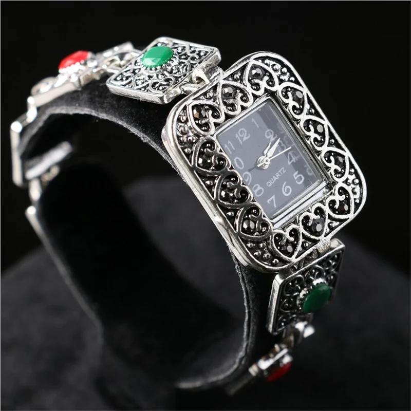 National Style Ancient Silver Charm Bracelets for Women Jewelry Watch Crystal Embellishment Bracelets Bangles Gift 2019
National Style Ancient Silver Charm Bracelets for Women Jewelry Watch Crystal Embellishment Bracelets Bangles Gift 2019