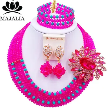 Majalia Hot pink and Aqua blue Crystal Beaded Pretty African Jewelery Set Nigerian Wedding Clothing Jewelery Sets 5ST0018
Majalia Hot pink and Aqua blue Crystal Beaded Pretty African Jewelery Set Nigerian Wedding Clothing Jewelery Sets 5ST0018