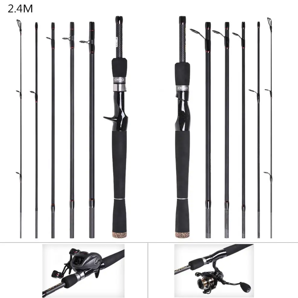 2.4m 6 Section ML Power Ultra Light Spinning / Casting Fishing Pole Carbon Fiber Lure Fishing Rod
2.4m 6 Section ML Power Ultra Light Spinning / Casting Fishing Pole Carbon Fiber Lure Fishing Rod
