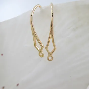 

(33202)12PCS Height 18MM 24K Gold Color Plated Brass Rhombus Pattern Earring Hooks Jewelry Findings Earrings Accessories