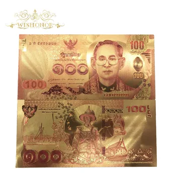 1pcs New Products Color Thailand 24k Gold Banknote 100 Baht Banknote in 24k Gold Plated Paper Money For Collection
1pcs New Products Color Thailand 24k Gold Banknote 100 Baht Banknote in 24k Gold Plated Paper Money For Collection