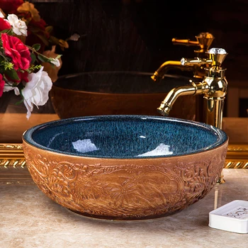 Creative home bathroom art pattern Bowl-shaped wash basin above counter top wash basin sinks chinese porcelain wash basin
Creative home bathroom art pattern Bowl-shaped wash basin above counter top wash basin sinks chinese porcelain wash basin