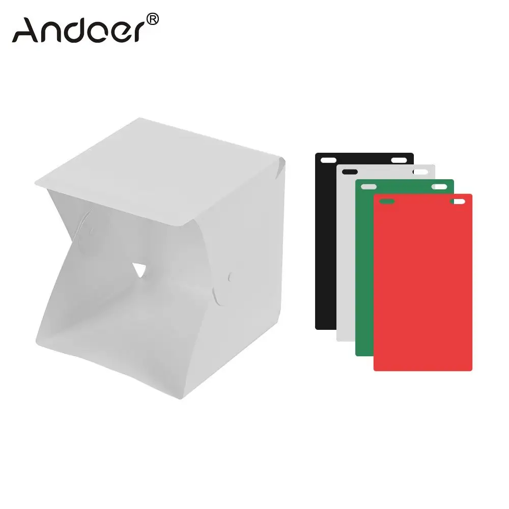 Portable Photo Studio Tabletop LED Light Box Shooting Tent Mini Folding Photography Studio Softbox with 4 Colors Backdrops
Portable Photo Studio Tabletop LED Light Box Shooting Tent Mini Folding Photography Studio Softbox with 4 Colors Backdrops