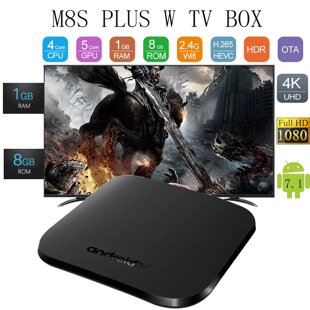 MECOOL M8S Plus W Android 7.1 TV BOX Amlogic S905W Quad core 1GB DDR3 8GB Media Player Built in 2.4G WiFi 4K USB Thin Mini PC BR
MECOOL M8S Plus W Android 7.1 TV BOX Amlogic S905W Quad core 1GB DDR3 8GB Media Player Built in 2.4G WiFi 4K USB Thin Mini PC BR