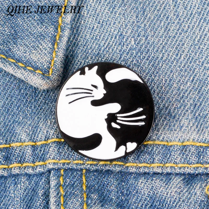 QIHE JEWELRY Yin Yang Cat Pins Black White Two Cats Hugging Brooches Yin yang Badges Cat Jewelry Kitty Jewelry
QIHE JEWELRY Yin Yang Cat Pins Black White Two Cats Hugging Brooches Yin yang Badges Cat Jewelry Kitty Jewelry