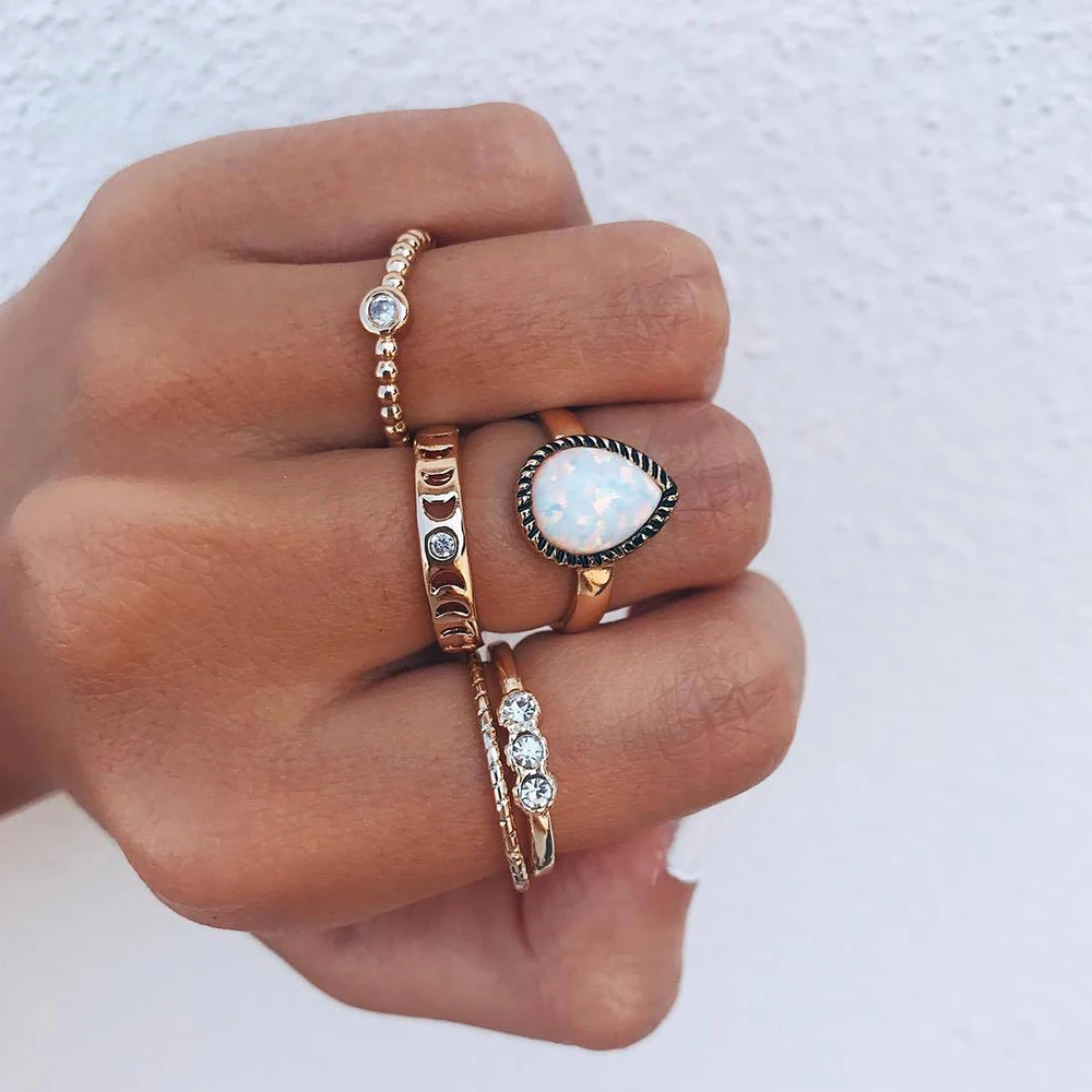 5 Pcs/set Women Charm Gossip Moon Gem Drops Crystal Geometry Gold Ring Set Bohemian Retro Party Jewelry Accessories
5 Pcs/set Women Charm Gossip Moon Gem Drops Crystal Geometry Gold Ring Set Bohemian Retro Party Jewelry Accessories