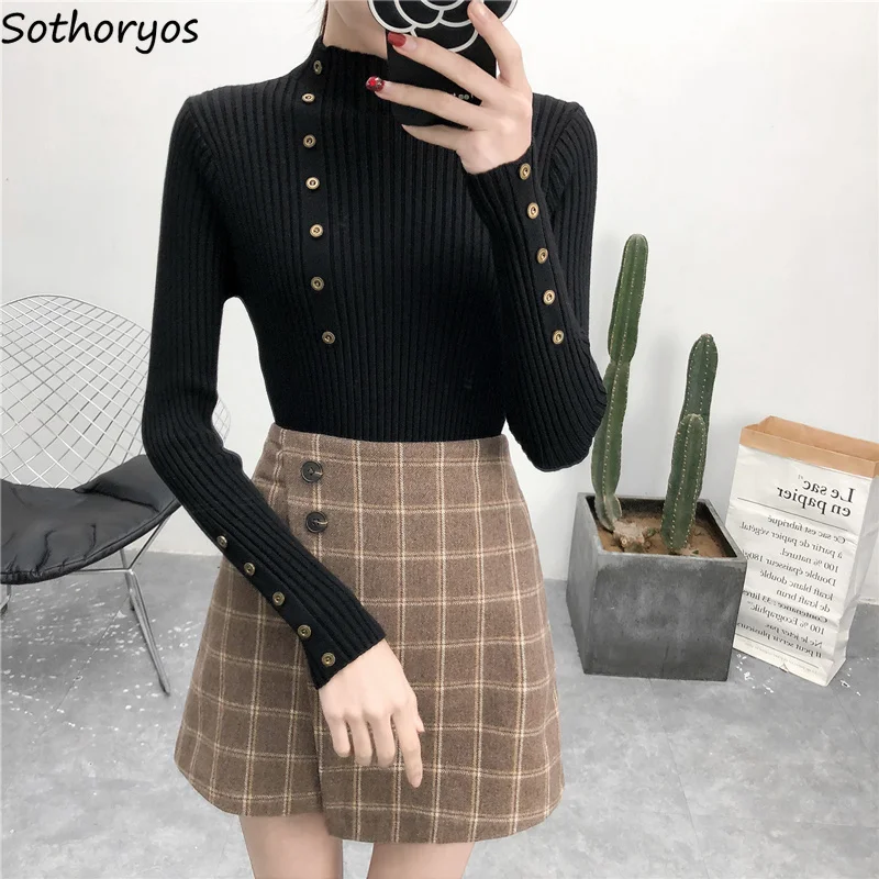 Pullovers Women Thicker Turtleneck Single Breasted Long Sleeve Solid Colour Womens Simple Elegant Slim Pullover All-match Chic
Pullovers Women Thicker Turtleneck Single Breasted Long Sleeve Solid Colour Womens Simple Elegant Slim Pullover All-match Chic