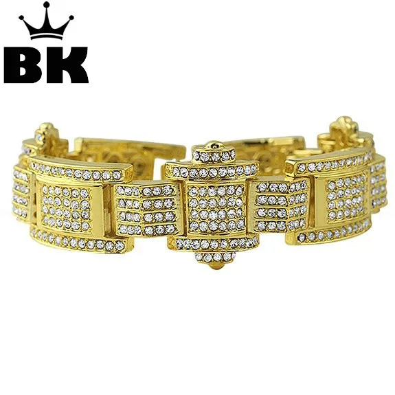 Hip-Hop Gold Tone Mens Bling Iced Bracelet Covered with CZ High Quality New Women Men Chain Bracelet for Party Gift 4 Color
Hip-Hop Gold Tone Mens Bling Iced Bracelet Covered with CZ High Quality New Women Men Chain Bracelet for Party Gift 4 Color