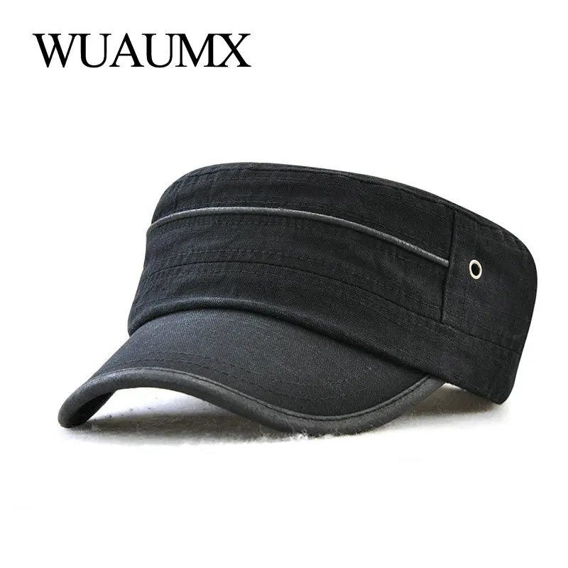 Wuaumx Casual Unisex Military Hats Men 100% Cotton Summer Flat Top Military Cap For Women Army Cap Solid Casquette Militaire
Wuaumx Casual Unisex Military Hats Men 100% Cotton Summer Flat Top Military Cap For Women Army Cap Solid Casquette Militaire