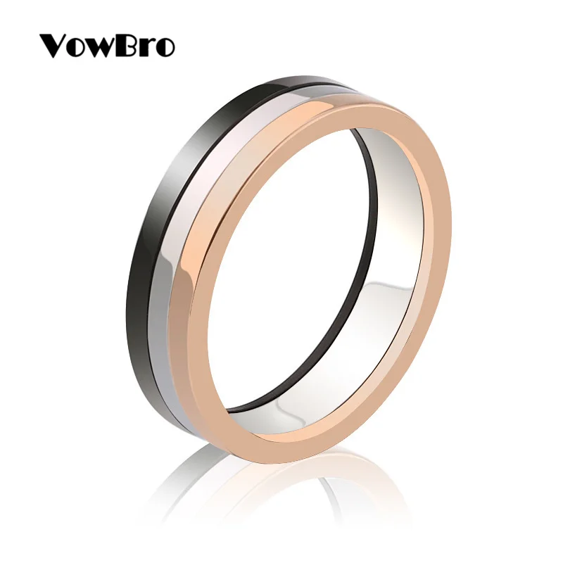 VowBro adies Stainless Steel Interlocked Triple Braided Multi Color Band Bague Ring for Woman Three in One | Украшения и