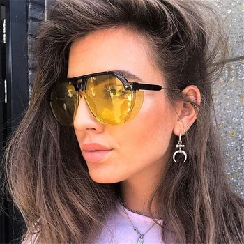 

VIVIBEE 2019 Trend Steampunk Sunglasses Women Men Gothic Sun Glasses Aviation Vintage Yellow Goggles Female Elegant Shades
