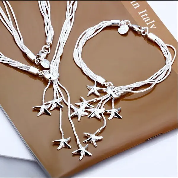 Free shipping silver plated copper 5 STARFISH jewelry set.Lowest price.Best quality. | Украшения и аксессуары