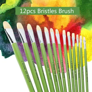 12pcs Long Rod Flat Head Bristles Oil Painting brush Acrylic Pen Watercolor Art Supplies
12pcs Long Rod Flat Head Bristles Oil Painting brush Acrylic Pen Watercolor Art Supplies