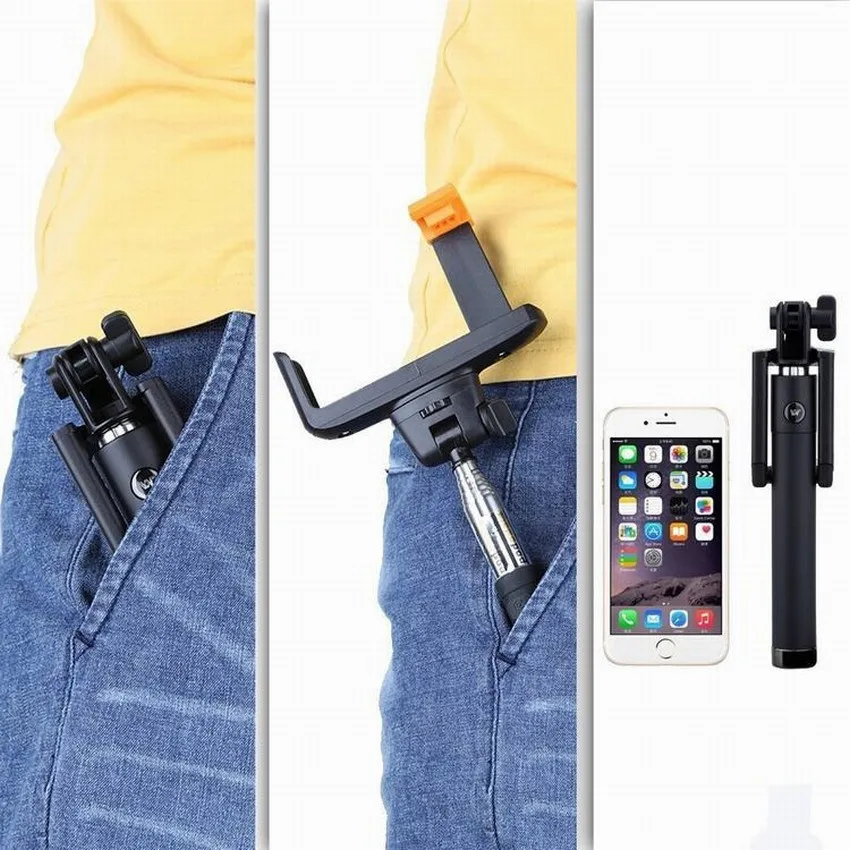 Portefeuille Selfie Stick Handheld Extended Monopod UNIVERSAL Stand for iPhone 6 S 6s Plus SE Galaxy S7 S6 Edge S8 Mobile Holder (3)