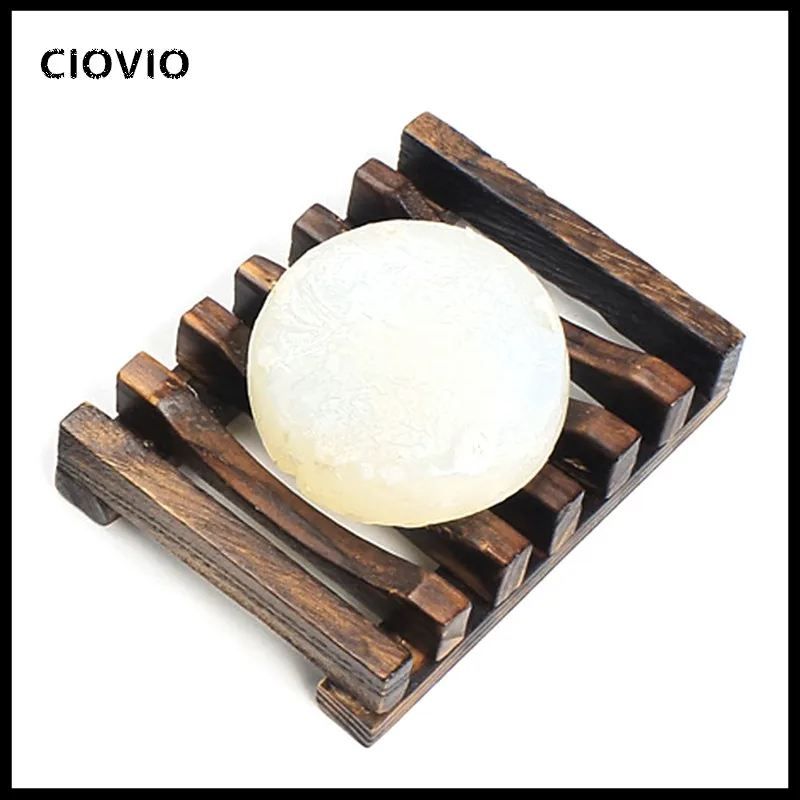 Soap Holder Dish Bathroom Shower Storage Support Plate Stand Wood Box Natural Soap Dishes