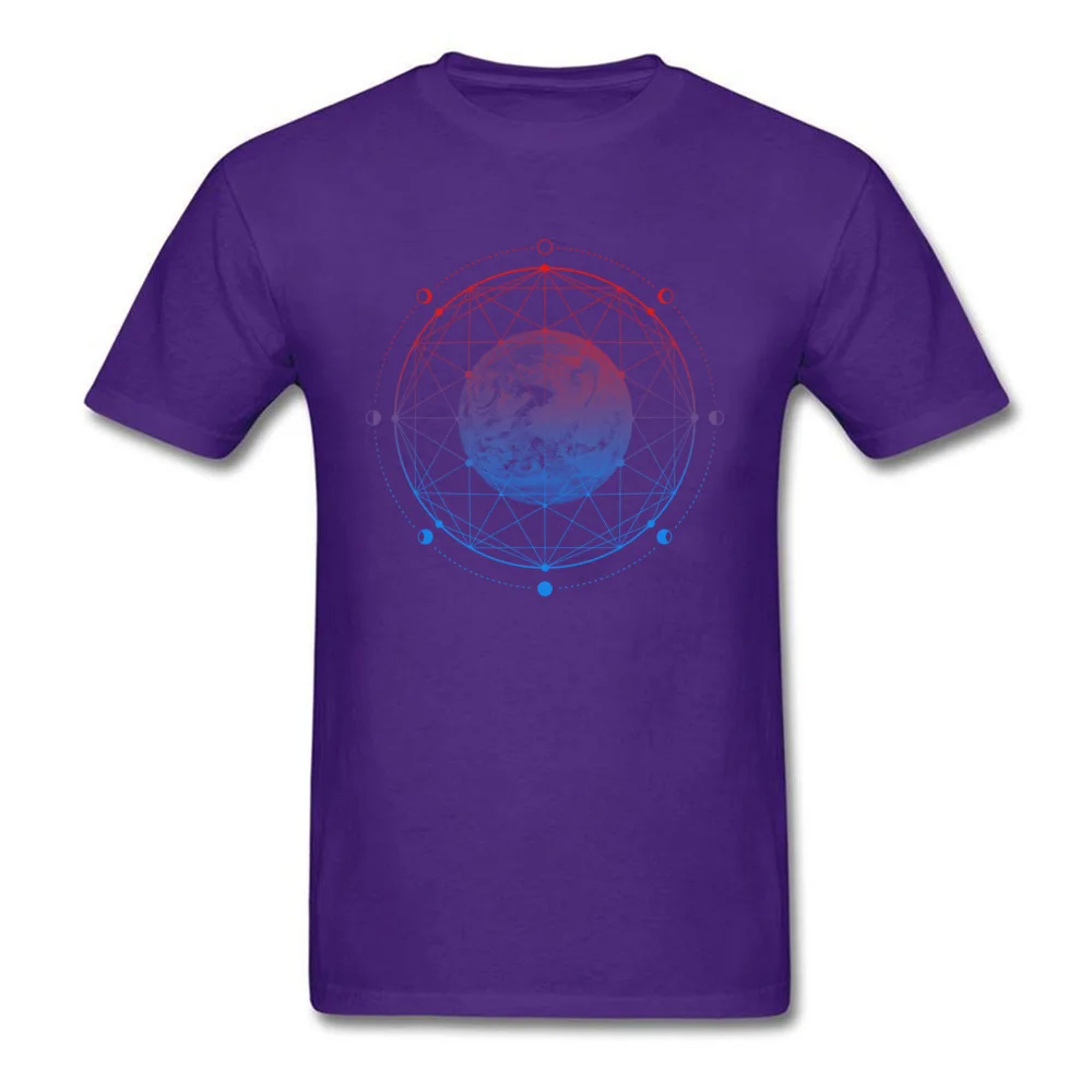 Moon Phases Pure Cotton Tops Shirt for Men Printing T Shirt Casual Graphic Crew Neck Tee-Shirts Short Sleeve Top Quality Moon Phases purple