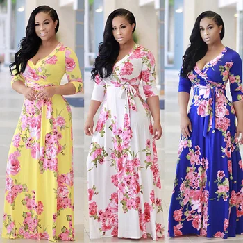 Boho Sexy V Neck Women Robe Dress Half Sleeve Floral Print Long Dress Female Loose Beach Maxi Dress Vestidos Large Size 5XL
Boho Sexy V Neck Women Robe Dress Half Sleeve Floral Print Long Dress Female Loose Beach Maxi Dress Vestidos Large Size 5XL
